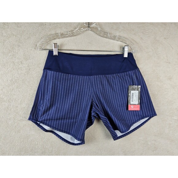 Oiselle Women's Long Roga Pinstriped Athletic Shorts Size 8 - Picture 1 of 2